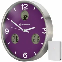 Reloj Climático Mytime Io Nx Con Temperatura Y Humedad 30cm Bresser - Violeta