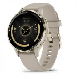 Garmin Venu 3S Reloj Smartwatch 41mm Bisel Acero Inoxidable Dorado con Correa de Silicona Beige Gold