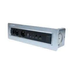 Kimex Caja De Conexión De Mesa Motorizada 2x RJ45/USB/2x HDMI/2x Schuko Gris