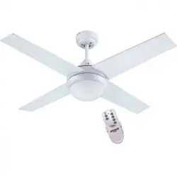 Lámpara Ventilador Con Luz 4 Aspas Color Blanco. 105 Cm