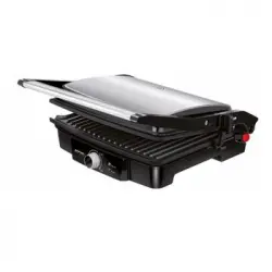 Parrilla Eléctrica Doble Contact Grill Tapa Basculante Adaptable Altura, Regulador Temperatura Negro/plata 2000w Mpm Mgr-09m