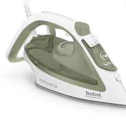 Plancha de vapor - Tefal FV5781 Easy Gliss Plus Eco, Vapor continuo 50 g/min, Golpe 260 Durilium Airglide, Modo Blanco y verde