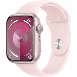 Apple Watch Series 9 (2023), GPS, 45 mm, Gesto de doble toque, Caja aluminio rosa, Correa deportiva Talla S/M