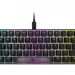 Teclado gaming - Corsair K65 RGB Mini 60% Mechanical, USB, RGB, 100% Anti-Ghosting, Negro