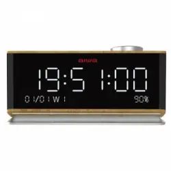 Aiwa Cr-90bt Despertador Reloj Despertador Digital Madera