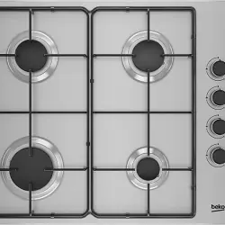 Encimera - Beko HIGG 64103 SXN, Gas Natural (opc G. Butano), 4 quemadores, Inox