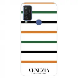 Funda Para Alcatel 1 L Pro Del Venezia Football Club Fondo Blanco Rayas - Licencia Oficial Venezia Football Club