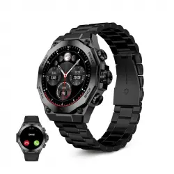 Ksix Titanium Reloj Smartwatch con Bluetooth y Pantalla Amoled 1.43" con 2 Correas Negro