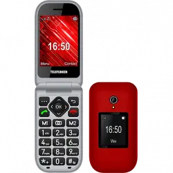 Móvil - Telefunken S460, 32 MB RAM, 1000 mAh, 2G, Tarjeta SD, Teclas extra grandes, Botón SOS, Rojo