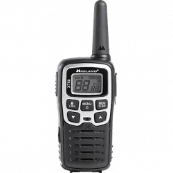 Walkie Talkie - Midland XT50, gris, 8km de alcance, 24 canales, manos libres, cargador sobremesa