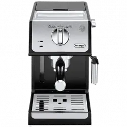 Cafetera express - De'Longhi ECP33.21.BK, Bomba de presión Thermoblock, 15 bar, 1100 W, 1.1 l, 2 cafés, Plata y Negro