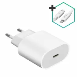 Cargador Pared Usb-c Y Cable Lightning Carga Rápida Power Delivery 20w Negro