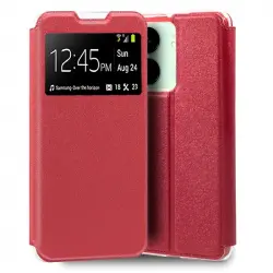 Cool Funda Flip Cover Liso Rojo para Xiaomi Redmi 13C/Poco C65