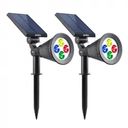 Juego de 2 2 en 1 proyector de luz solar 2 en 1 para ser fijado o fijado LED multicolor regulable SPIKY C34 H42cm