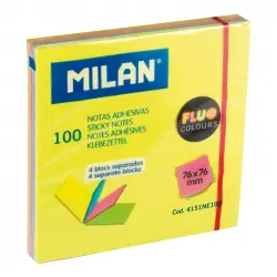 Milan 4151NE100 Notas Adhesivas 7.6x7.6cm 4 Colores 100 Hojas