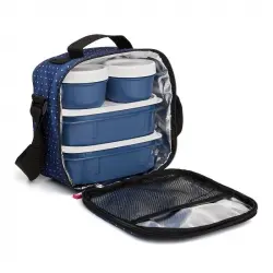 TATAY Urban Food Casual Bolsa Térmica Porta Alimentos 3L con Recipientes Dots Azul