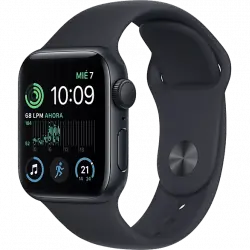 APPLE Watch SE (2022), GPS, 44 mm, Caja de aluminio, Vidrio delantero Ion-X, Correa deportiva medianoche