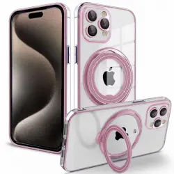 Cool Funda Ring Magnética Rosa para iPhone 15 Pro