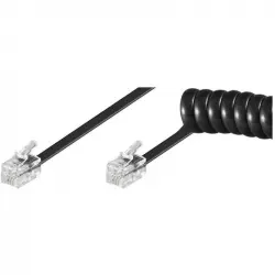 Latiguillo Rizado RJ10 Cable Telefónico 2m Negro