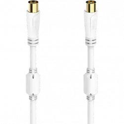 Cable de antena - Hama 00205245, 0.75 m, Triple Blindaje, Chapado en oro, Coaxial, Blanco