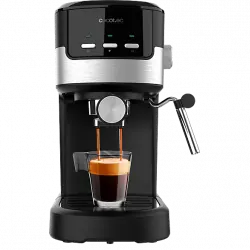 Cafetera express - Cecotec Power Espresso 20 Pecan, bar, 1100 W, 1.25 l, 2 tazas, Vaporizador, Manómetro, Black