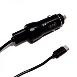 Cool Cargador Coche 2x USB 2.4A Con Cable USB-C Negro