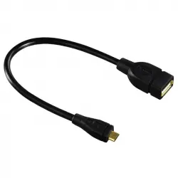 Hama Cable OTG Micro USB B a USB A Macho/Hembra 15cm Negro