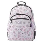 Mochila escolar Totto Crayoles blanco y arcoíris rosa