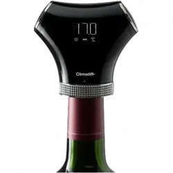Tapón vino - Climadiff EVACO2, Reduce oxígeno, 2 Tapones, Para conservación de vinos, Pantalla LCD, Negro