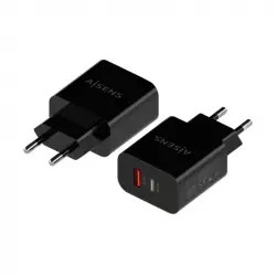 Aisens A110-0682 Cargador de Pared 1x USB-C 1x USB 20W Negro