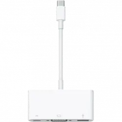 APPLE Adaptador USB-C a Multipuerto VGA, Calidad de 1080p HD, Puerto USB estándar, Blanco