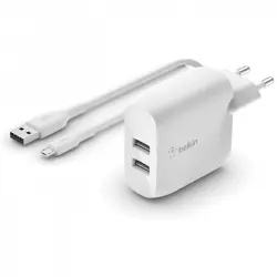 Belkin Boost Charge Cargador de Red USB-A 24 W con 2 Puertos y USB A/MicroUSB