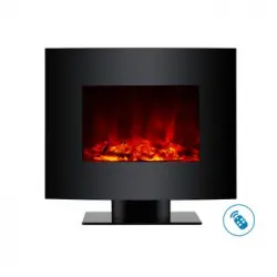 Chimenea Eléctrica Con Pie Y Frontal Curvado Color Negro Che-340