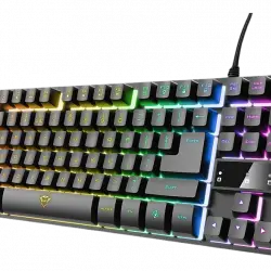 Teclado gaming - Trust GXT 833 Thado TKL, Con Cable, 87 Teclas, Iluminación RGB, USB, Anti-Ghosting, Negro