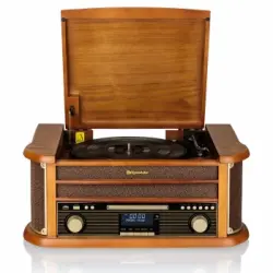 Tocadiscos De Vinilo Vintage, Acabado Madera, Radio Dab Dab+ Fm, Reproductor Cd, Cassette, Usb Madera Roadstar Hif1993dbt
