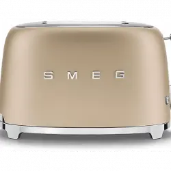 Tostadora - Smeg TSF01CHMEU, 950 W, 2 rebanadas, ranuras, 50's Style, Acabado mate, Champán