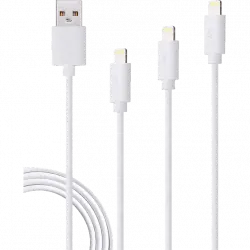 Cable USB - ISY IZB-533, Lightning, Para Apple, Pack 3 cables (0,6m, 1m, 2m), Blanco