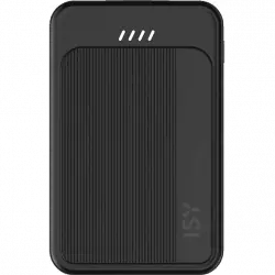 Powerbank - Isy IPP-5000-C-BK, 5000 mAh, 2.4 A, Control de carga, Micro USB, USB-C, Negro