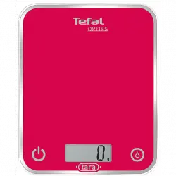 Balanza de cocina - Tefal BC5003 V 0 OPTISS, Peso máximo 5kg, Medición cada 1g, Base cristal, Rojo