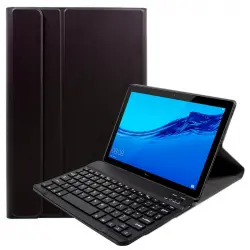 Cool Funda Polipiel Negra con Teclado Bluetooth para Huawei Mediapad T5 10.1"