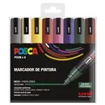 Estuche 8 rotuladores Uni-Ball Posca PC-5M 1,8-2,5 mm colores oscuros
