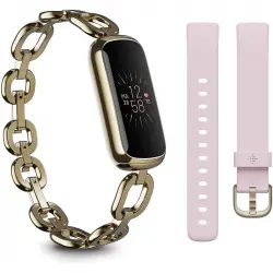 Fitbit Luxe Pulsera de Actividad Edición Especial Brazalete Eslabones Gorjana Parker Acero Inox Dorado + Correa Magnolia
