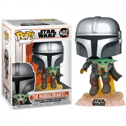 Funko Pop Star Wars The Mandalorian Volando con Jet & Baby Yoda