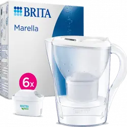 Jarra filtrante - Brita Marella + 6 filtros Maxtra PRO All-in-1, 2.4 l, Blanco