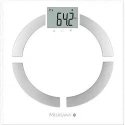 Báscula de baño - Medisana BS444 Connect, Peso máximo 180 Kg, Análisis corporal, Bluetooth, Blanco