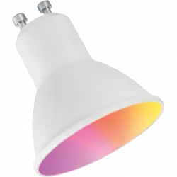 Bombilla inteligente - muvit iO GU10 MIOBULB015, 5.5W, 400lm, Luz RGB/ Blancos D50*H56, Blanco