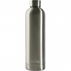 Botella - Puro H&C PUSB048, 0.75 l, Acero inoxidable, Eco-Friendly, Sin BPA, Vacío con aislamiento, Plata
