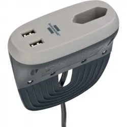 Brennenstuhl Regleta para Aplicación entre Muebles con 1 Toma Europeo+ 2xUSB Antracita/Gris