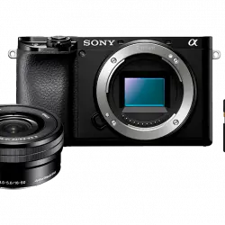 Cámara EVIL - Sony Kit Alpha 6100 (ILCE6100L) + Objetivo SELP1650 Tarjeta SD 32GB, 24.2MP, Wi-Fi