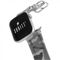 Suritt Sport Camo Correa de Silicona Gris con Adaptadores Plateados para Apple Watch 38/40mm